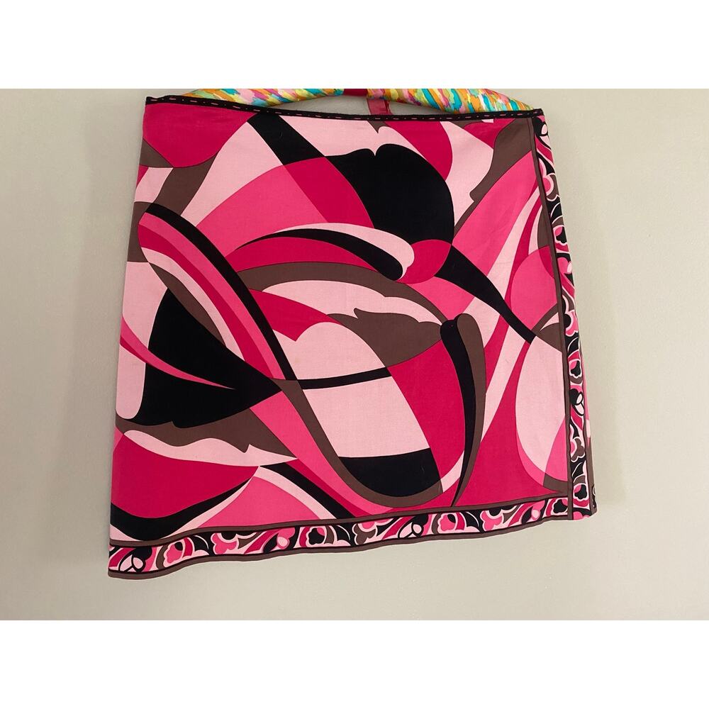 Elie Tahari Pink Abstract Cotton Mini Skirt Sz 10 Mod Y2K